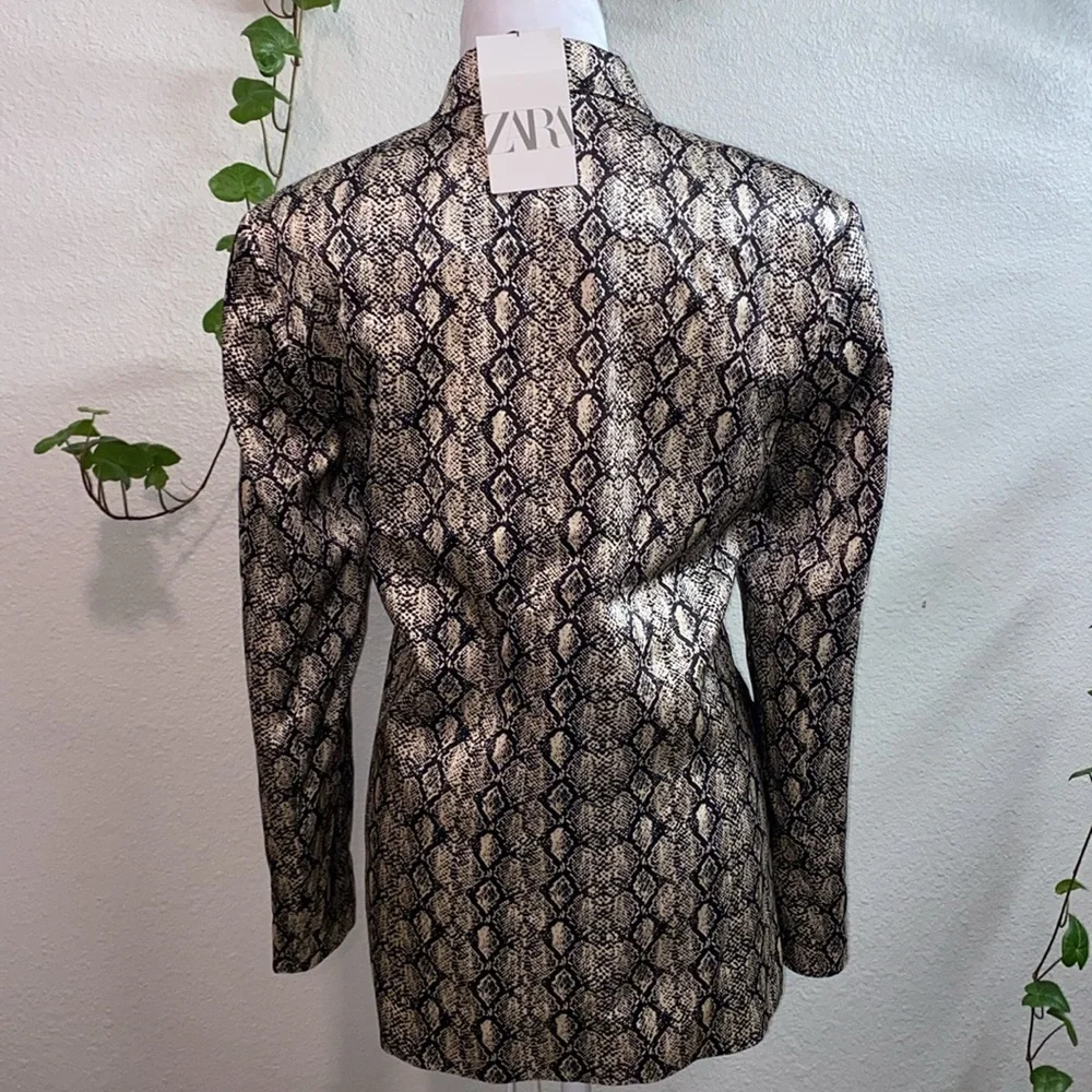 Zara Women Snakeskin Print Women's Blazer, Long Sleeve, Women Size Small - Picture 7 of 15